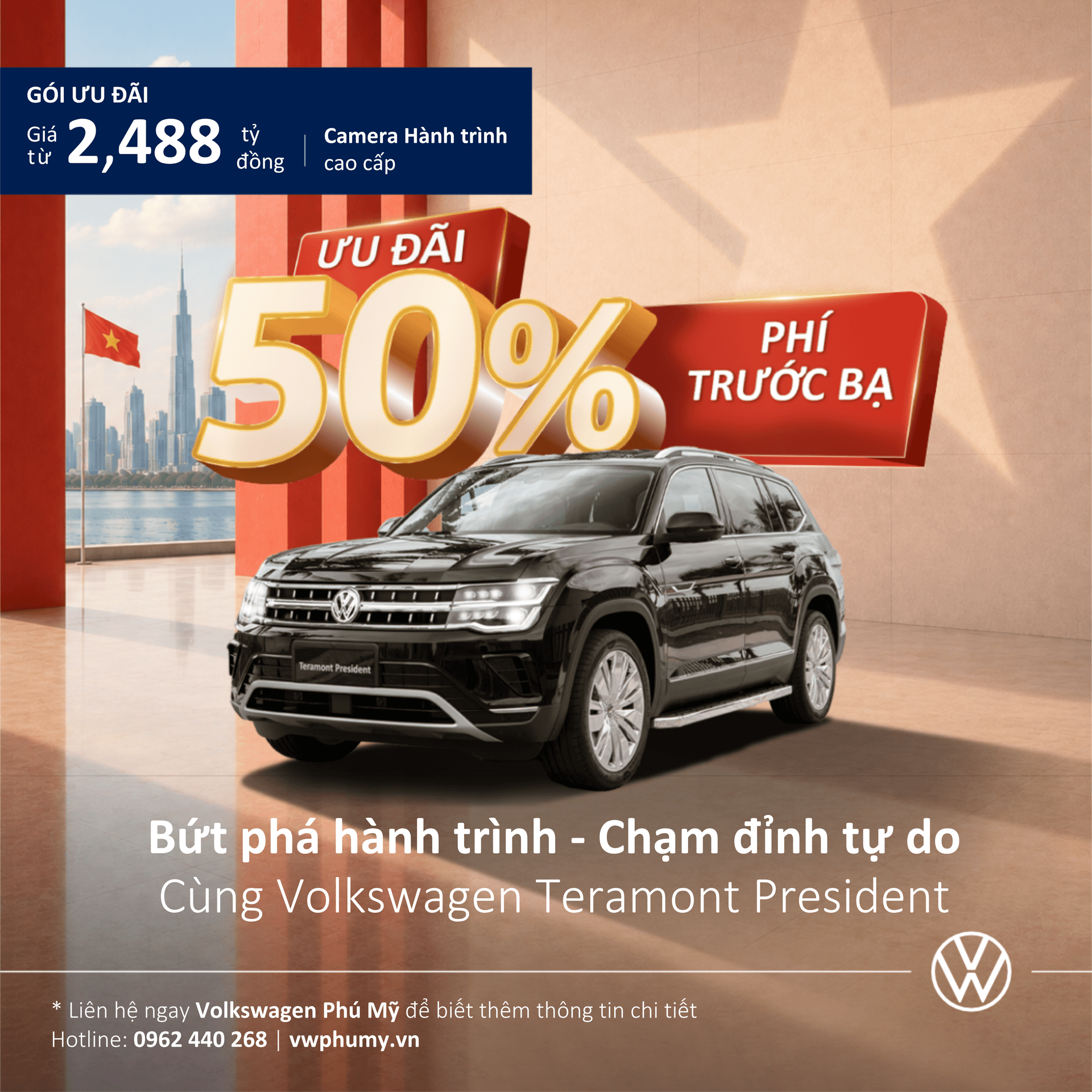 Khuyến Mãi Volkswagen Teramont President Tháng 09: Tặng 50% Trước Bạ